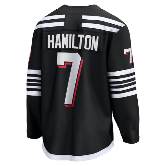 NJ.Devils #7 Dougie Hamilton Fanatics Branded Alternate Premier Breakaway Player Jersey Black Hockey Jerseys CROVYIE
