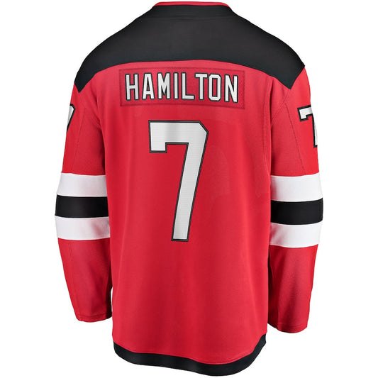 NJ.Devils #7 Dougie Hamilton Fanatics Branded Home Premier Breakaway Player Jersey Red Stitched American Hockey Jerseys CROVYIE