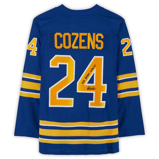 B.Sabres #24 Dylan Cozens Fanatics Authentic Autographed Royal Adidas Authentic Jersey with  Debut 1-14-21 Inscription Stitched American Hockey Jerseys CROVYIE