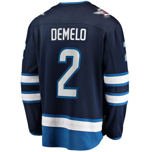 W.Jets #2 Dylan DeMelo Fanatics Branded Breakaway Player Jersey Navy Stitched American Hockey Jerseys CROVYIE