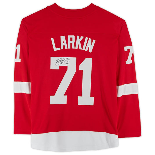 D.Red Wings #71 Dylan Larkin Fanatics Authentic Autographed Fanatics Breakaway Jersey Red Stitched American Hockey Jerseys CROVYIE