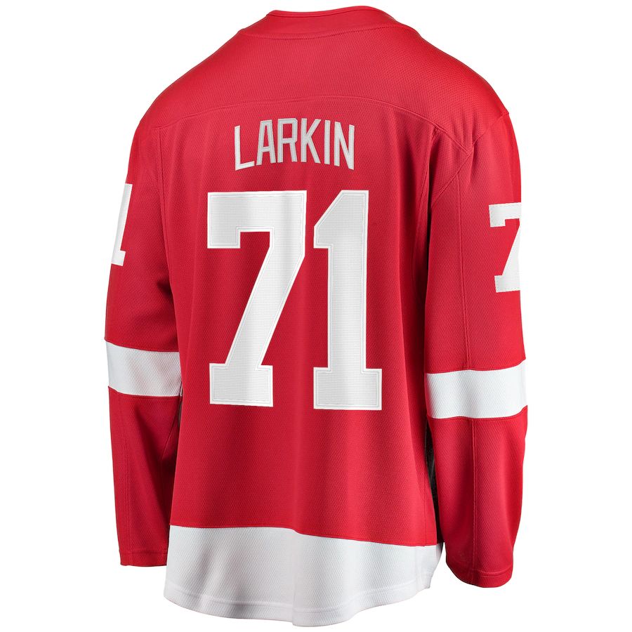 D.Red Wings #71 Dylan Larkin Fanatics Branded Home Captain Premier Breakaway Player Jersey Red Stitched American Hockey Jerseys CROVYIE