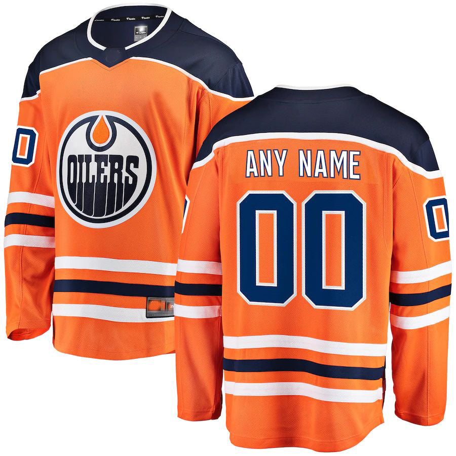 Custom E.Oilers Fanatics Branded Home Breakaway Orange Jersey Stitched American Hockey Jerseys CROVYIE