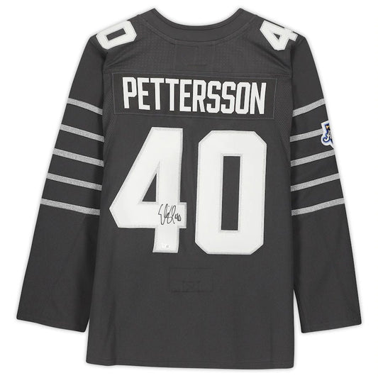 V.Canucks #40 Elias Pettersson Fanatics Authentic Autographed Gray 2020 All-Star Jersey Stitched American Hockey Jerseys CROVYIE