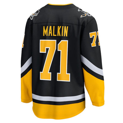 P.Penguins #71 Evgeni Malkin Fanatics Branded 2021-22 Alternate Premier Breakaway Player Jersey Black Stitched American Hockey Jerseys CROVYIE