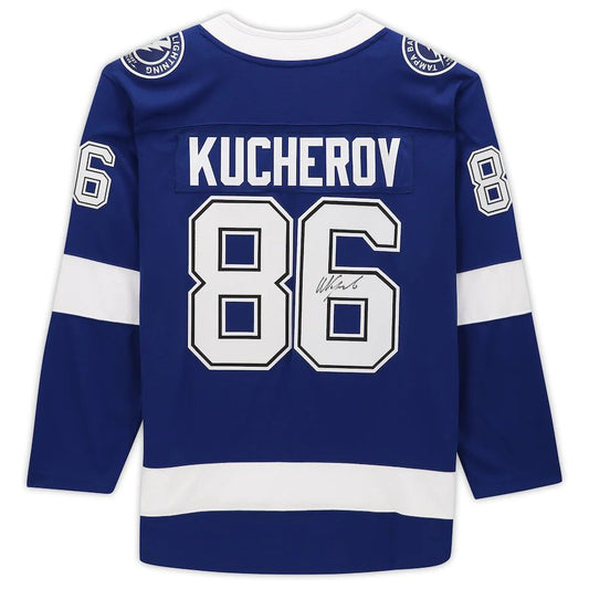 TB.Lightning #86 Nikita Kucherov Fanatics Authentic Autographed Breakaway Jersey Blue Stitched American Hockey Jerseys CROVYIE