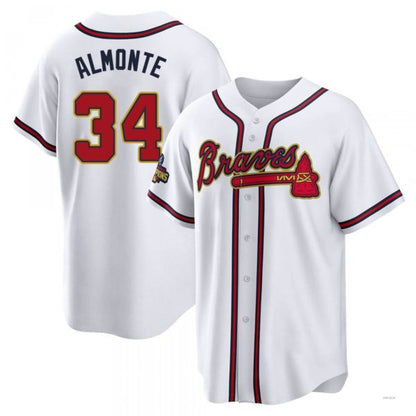 Atlanta Braves #34 AbNERY2025m Almonte Gold White 2022 Program Jersey Stitches Baseball Jerseys