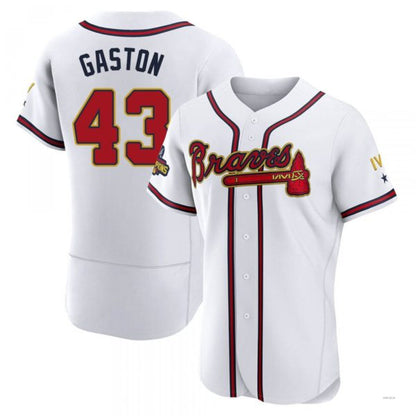Atlanta Braves #43 Cito Gaston Gold White 2022 Program Jersey Stitches Baseball Jerseys