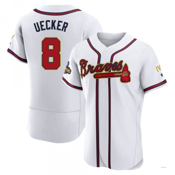 Atlanta Braves #8 Bob Uecker Gold White 2022 Program Jersey Stitches Baseball Jerseys