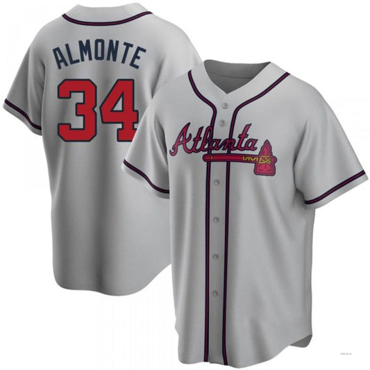 Atlanta Braves #34 AbNERY2025m Almonte Gray Road Jersey Stitches Baseball Jerseys