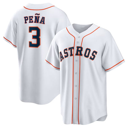 Houston Astros #3 Jeremy Pe?a Home Replica Jersey - White Stitched Baseball Jersey
