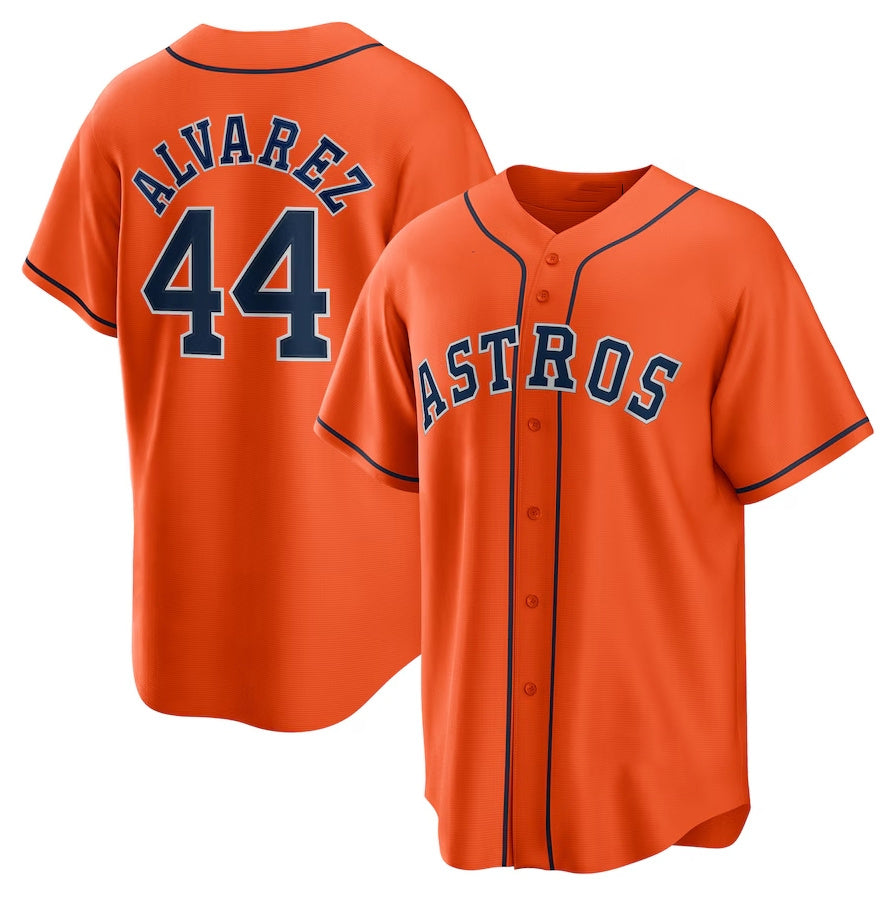 Houston Astros #44 Yordan ¨¢lvarez Alternate Replica Player Jersey - Orange Stitched Baseball Jersey