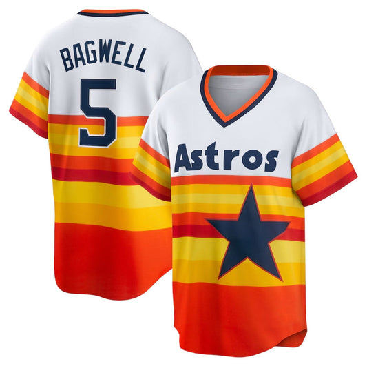 Houston Astros #5 Jeff Bagwell Home Cooperstown Collection Player Jersey - White Stitched Baseball Jersey