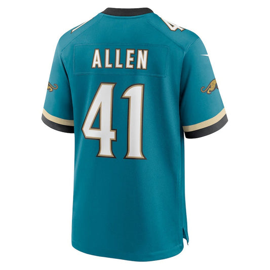 J.Jaguars #41 Josh Allen TealProwler Throwback Game American Football Jersey