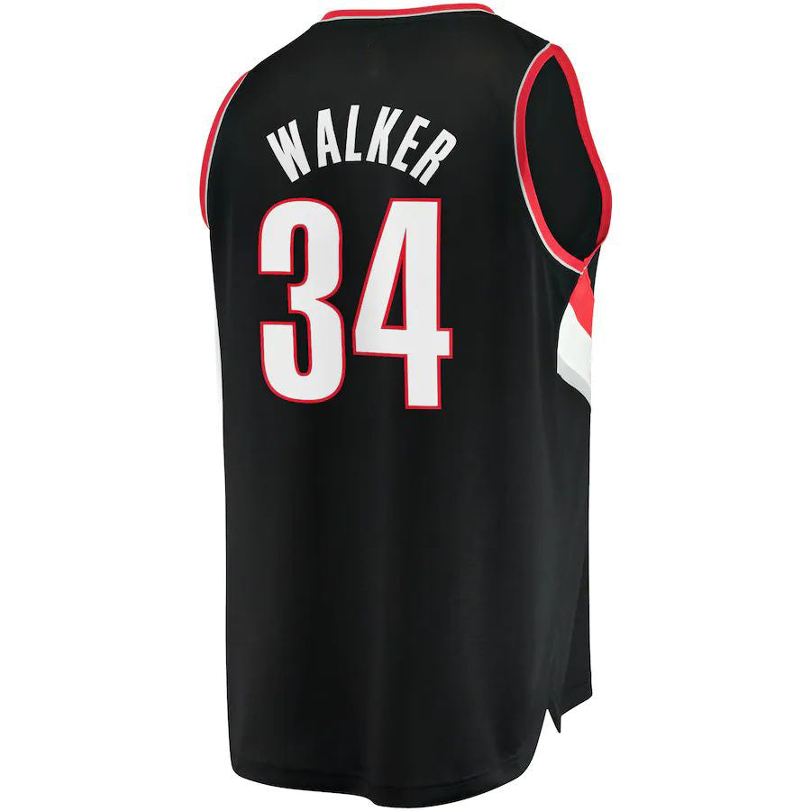 P.Trail Blazers #34 Jabari Walker Fanatics Branded 2021-22 Fast Break Replica Jersey Icon Edition Black Stitched American Basketball Jersey