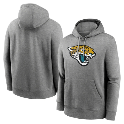 J.Jaguars Heather Gray Primary Logo Long Sleeve Hoodie T-Shirt Jerseys