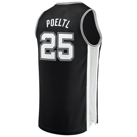 S.Antonio Spurs #25 Jakob Poeltl Fanatics Branded Fast Break Replica Jersey Icon Edition Black Stitched American Basketball Jersey