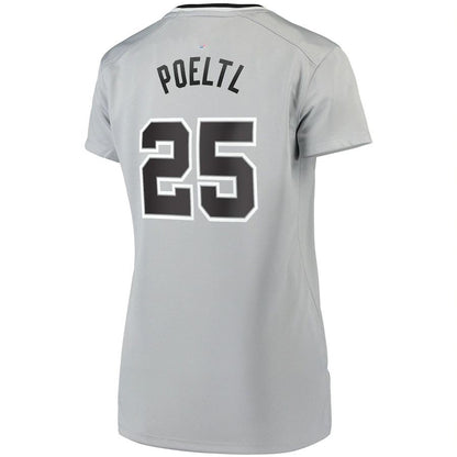 S.Antonio Spurs #25 Jakob Poeltl Fanatics Branded Women's Fast Break Replica Player Jersey Statement Edition Silver Stitched American Basketball Jersey