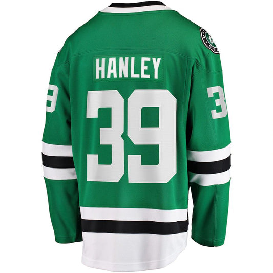 D.Stars #39 Joel Hanley Fanatics Branded Breakaway Player Jersey Kelly Green Stitched American Hockey Jerseys CROVYIE