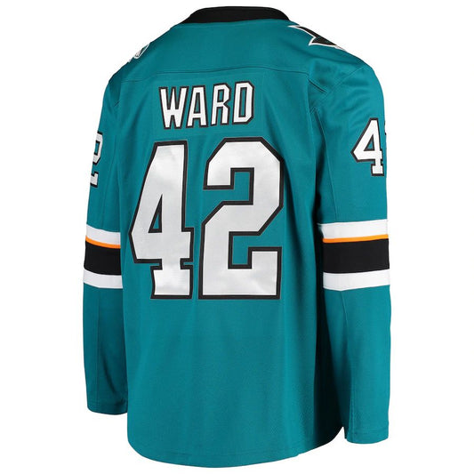 SJ.Sharks #42 Joel Ward Fanatics Branded Breakaway Home Player Jersey Teal Stitched American Hockey Jerseys CROVYIE