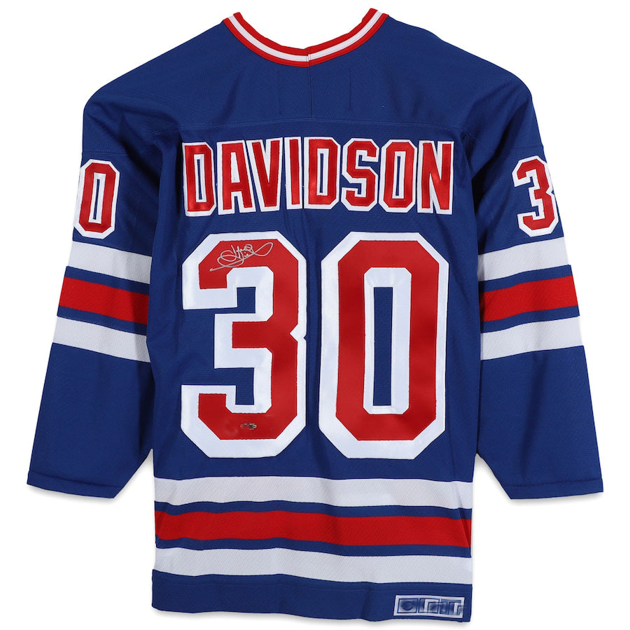 NY.Rangers #30 John Davidson Fanatics Authentic Autographed Blue Jersey Blue Stitched American Hockey Jerseys CROVYIE