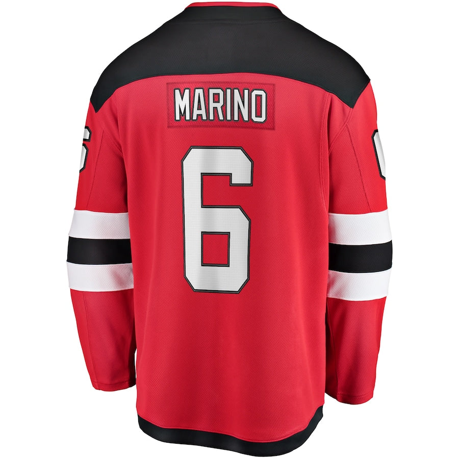 NJ.Devils #6 John Marino Fanatics Branded Home Breakaway Player Jersey Red Stitched American Hockey Jerseys CROVYIE