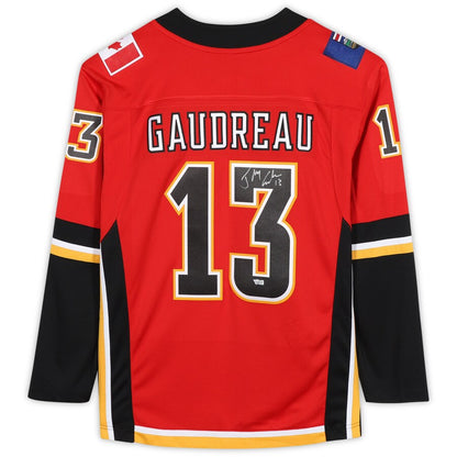 C.Flames #13 Johnny Gaudreau Fanatics Authentic AutographedFanatics Breakaway Jersey Red Stitched American Hockey Jerseys CROVYIE