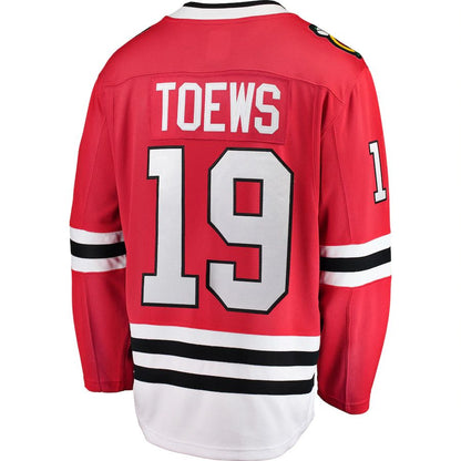 C.Blackhawks #19 Jonathan Toews Fanatics Branded Breakaway Player Jersey Red Stitched American Hockey Jerseys CROVYIE