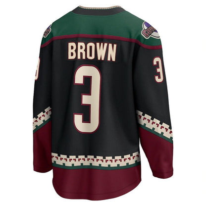 A.Coyotes #3 Josh Brown Fanatics Branded Home Breakaway Player Jersey Black Stitched American Hockey Jerseys CROVYIE