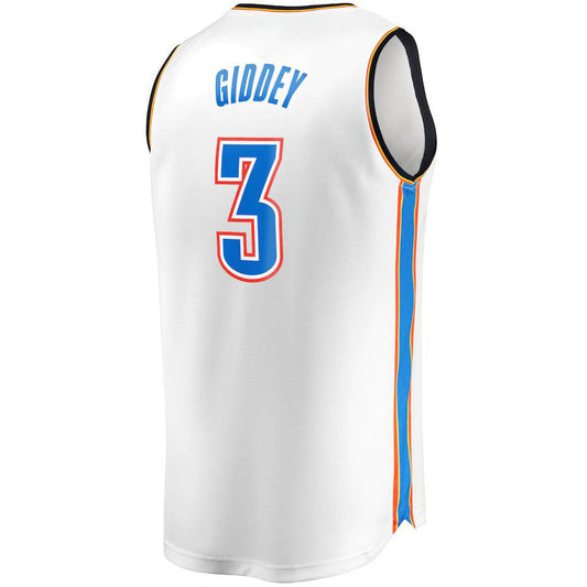 OC.Thunder #3 Josh Giddey Fanatics Branded 2022-23 Fast Break Replica Jersey White Association Edition Stitched American Basketball Jersey