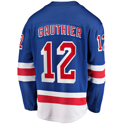 NY.Rangers #12 Julien Gauthier Fanatics Branded 2017-18 Home Breakaway Replica Jersey Blue Stitched American Hockey Jerseys CROVYIE