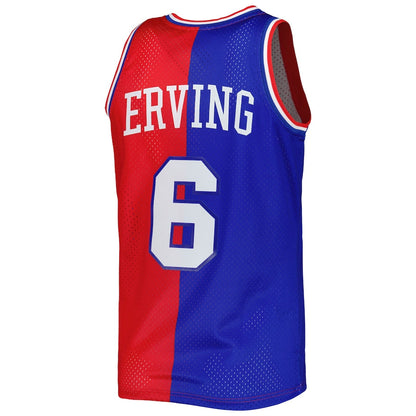 PH.76ers #6 Julius Erving Mitchell & Ness Hardwood Classics 1982-83 Split Swingman Jersey Royal-Red Stitched American Basketball Jersey