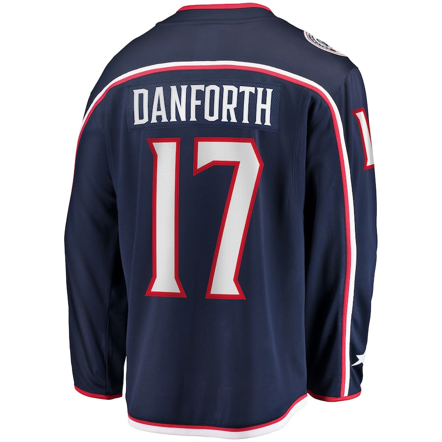 C.Blue Jackets #17 Justin Danforth Fanatics Branded Home Breakaway Player Jersey Navy Stitched American Hockey Jerseys CROVYIE