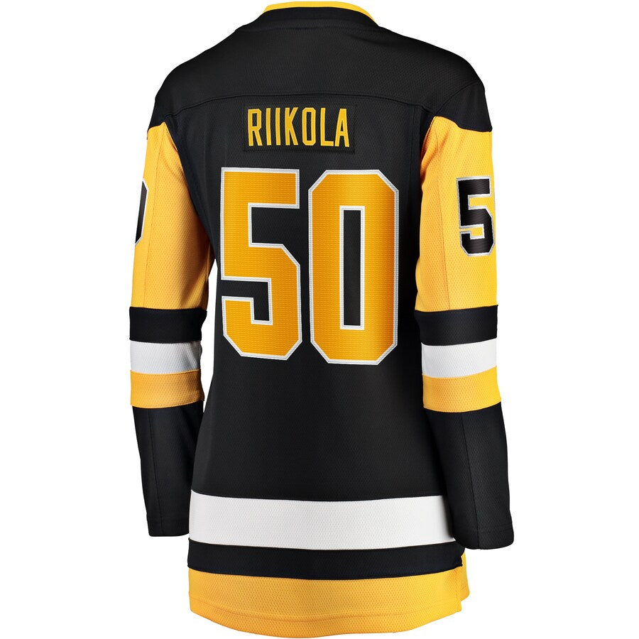 P.Penguins #50 Juuso Riikola Fanatics Branded Women's Home Breakaway Player Jersey Black Stitched American Hockey Jerseys CROVYIE
