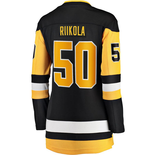 P.Penguins #50 Juuso Riikola Fanatics Branded Women's Home Breakaway Player Jersey Black Stitched American Hockey Jerseys CROVYIE