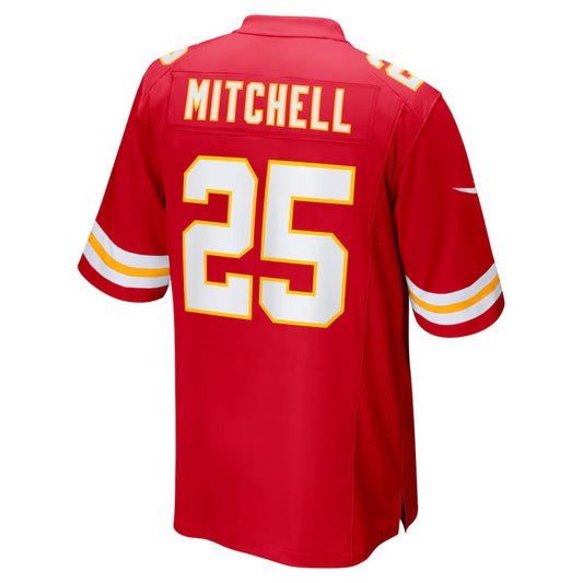 KC.Chiefs #25 Elijah Mitchell Red Team Game Stitched American Football Jerseys