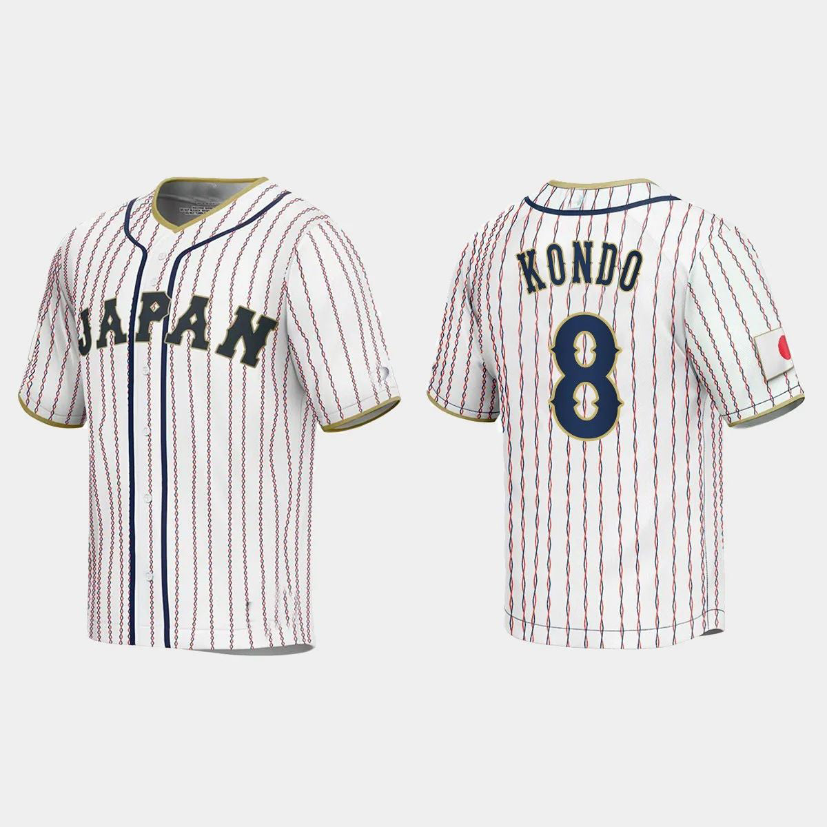 #8 KENSUKE KONDO JAPAN BASEBALL 2023 WORLD BASEBALL CLASSIC JERSEY ¨C WHITE Stitches Baseball Jerseys