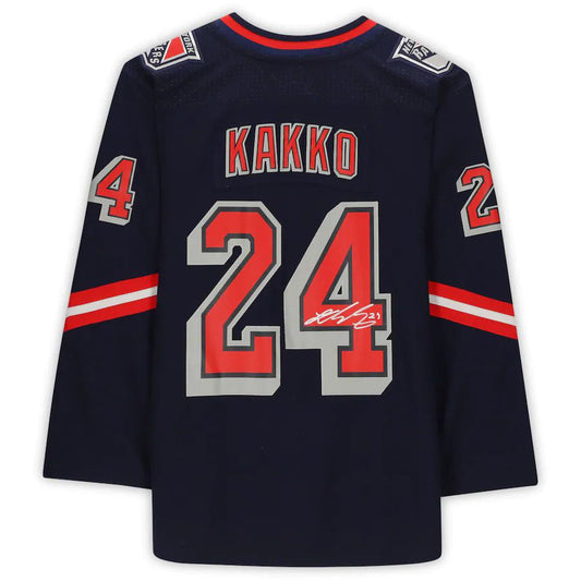 NY.Rangers #24 Kaapo Kakko Fanatics Authentic Autographed 2020-21 Reverse Retro Navy Stitched American Hockey Jerseys CROVYIE