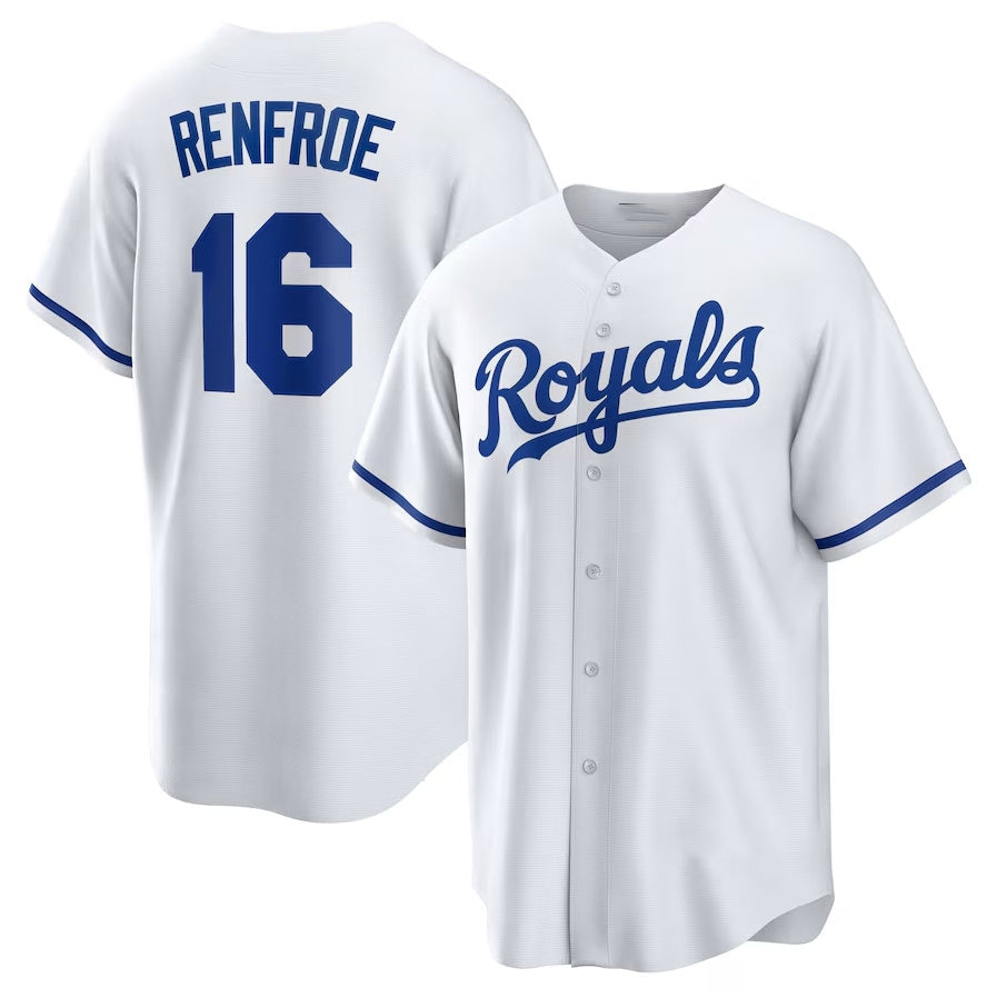 Kansas City Royals #16 Hunter Renfroe Home Replica Jersey - White Stitched Baseball Jersey
