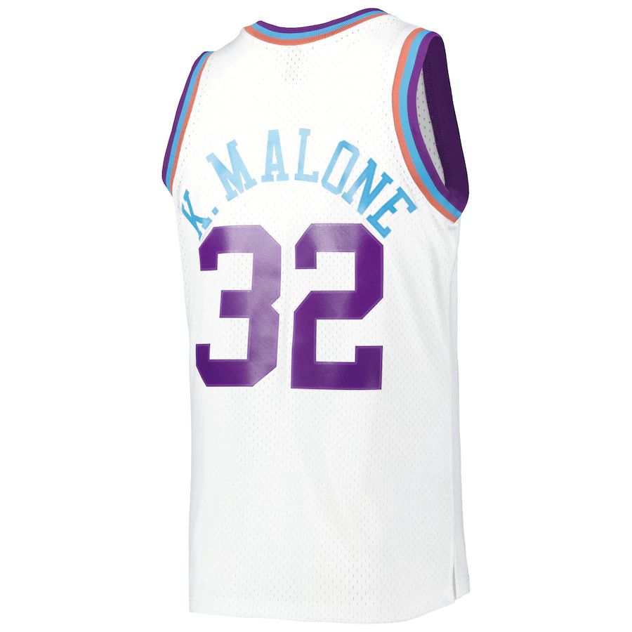 U.Jazz #32 Karl Malone Mitchell & Ness 1991-92 Hardwood Classics Reload 3.0 Swingman Jersey White Stitched American Basketball Jersey