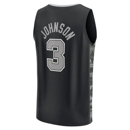 S.Antonio Spurs #3 Keldon Johnson Fanatics Branded  Fast Break Replica Player Jersey Statement Edition Black Stitched American Basketball Jersey