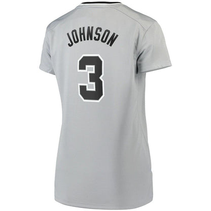 S.Antonio Spurs #3 Keldon Johnson Fanatics Branded Women's Fast Break Replica Jersey Silver Statement Edition Stitched American Basketball Jersey