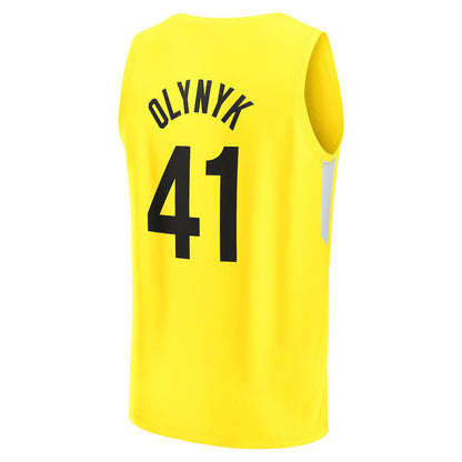 U.Jazz #41 Kelly Olynyk Fanatics Branded 2022-23 Fast Break Replica Player Jersey Icon Edition Yellow Stitched American Basketball Jersey
