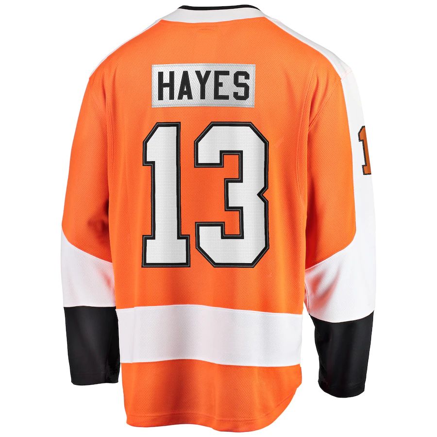 P.Flyers #13 Kevin Hayes Fanatics Branded Home Premier Breakaway Player Jersey Orange Stitched American Hockey Jerseys CROVYIE