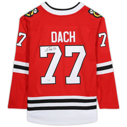 C.Blackhawks #77 Kirby Dach Fanatics Authentic Autographed Fanatics Breakaway Jersey Red Stitched American Hockey Jerseys CROVYIE