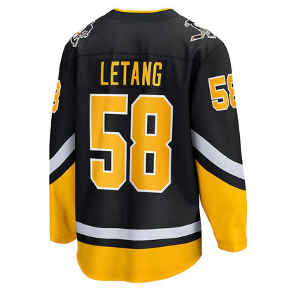 P.Penguins #58 Kris Letang Fanatics Branded 2021-22 Alternate Premier Breakaway Player Jersey  Black Stitched American Hockey Jerseys CROVYIE
