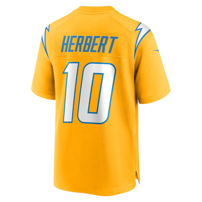 LA.Chargers #10 Justin Herbert Gold Alternate Charger Power Game Player American Football Jerseys