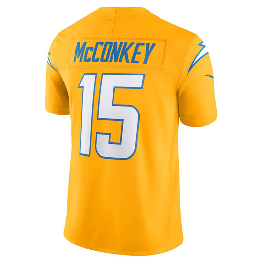 LA.Chargers #15 Ladd McConkey Gold Alternate Charger Power Vapor F.U.S.E. Limited American Football Jerseys