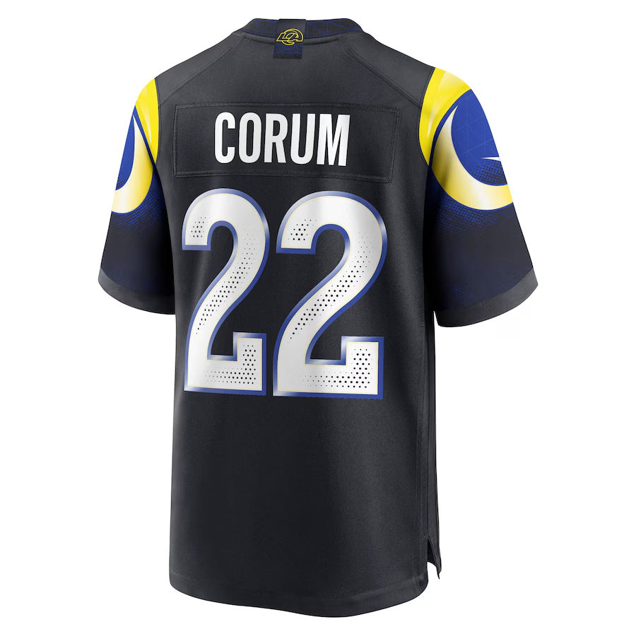 LA.Rams #22 Blake Corum 2025 Rivalries Collection Game Jersey-Nery - Midnight Blue Stitched American Football Jersey-Nerys