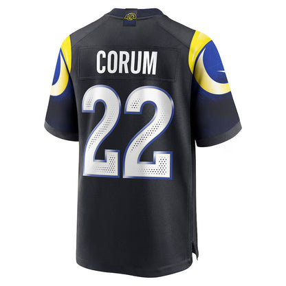 LA.Rams #22 Blake Corum 2025 Rivalries Collection Game Jersey-Nery - Midnight Blue Stitched American Football Jersey-Nerys